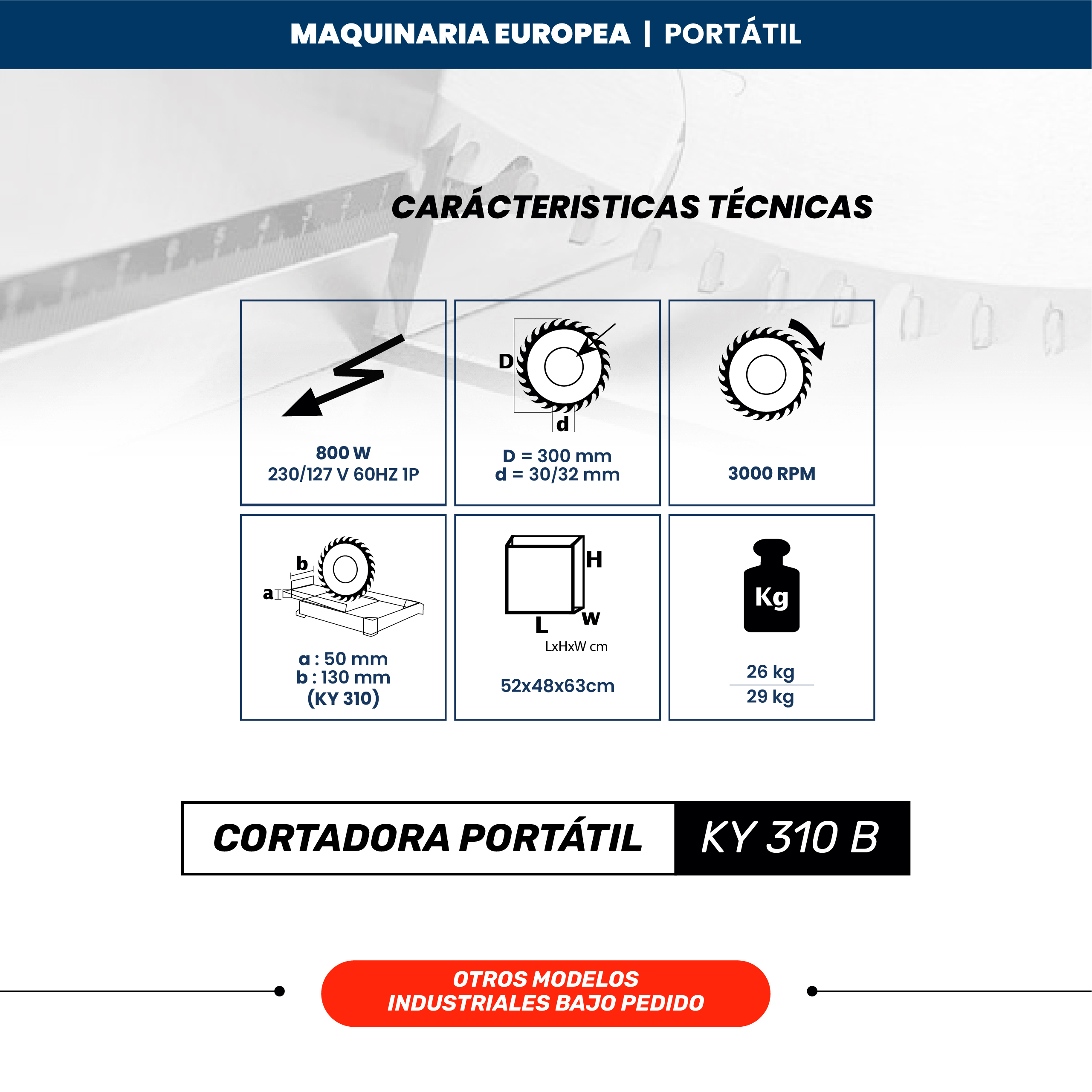 CORTADORA PORTÁTIL 𝗞𝗬 𝟯𝟭𝟬 𝗕 - Imagen 2