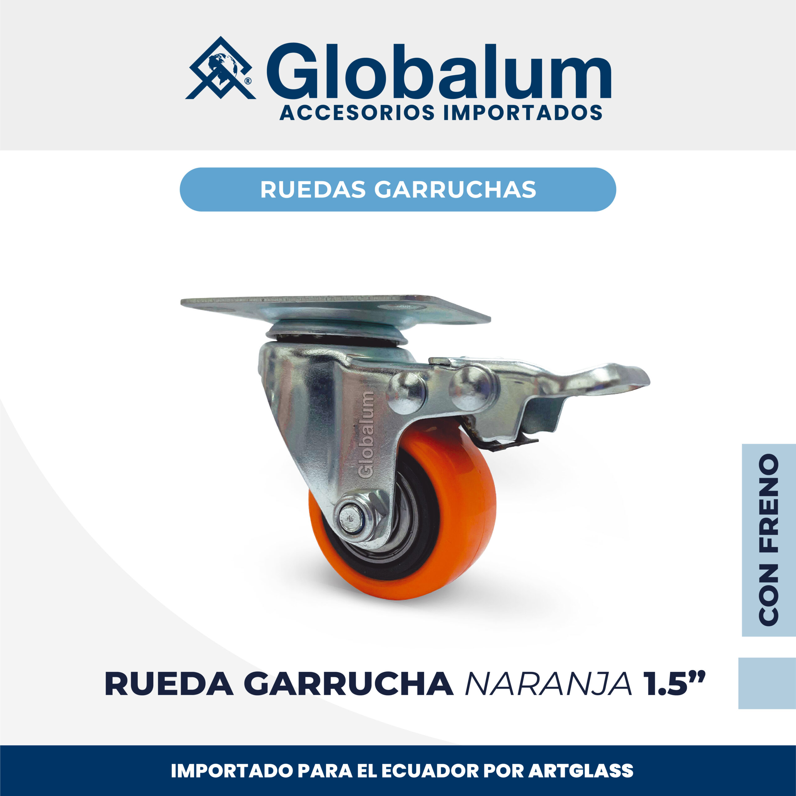 Ruedas Garruchas Naranjas (Con Freno) - Imagen 2